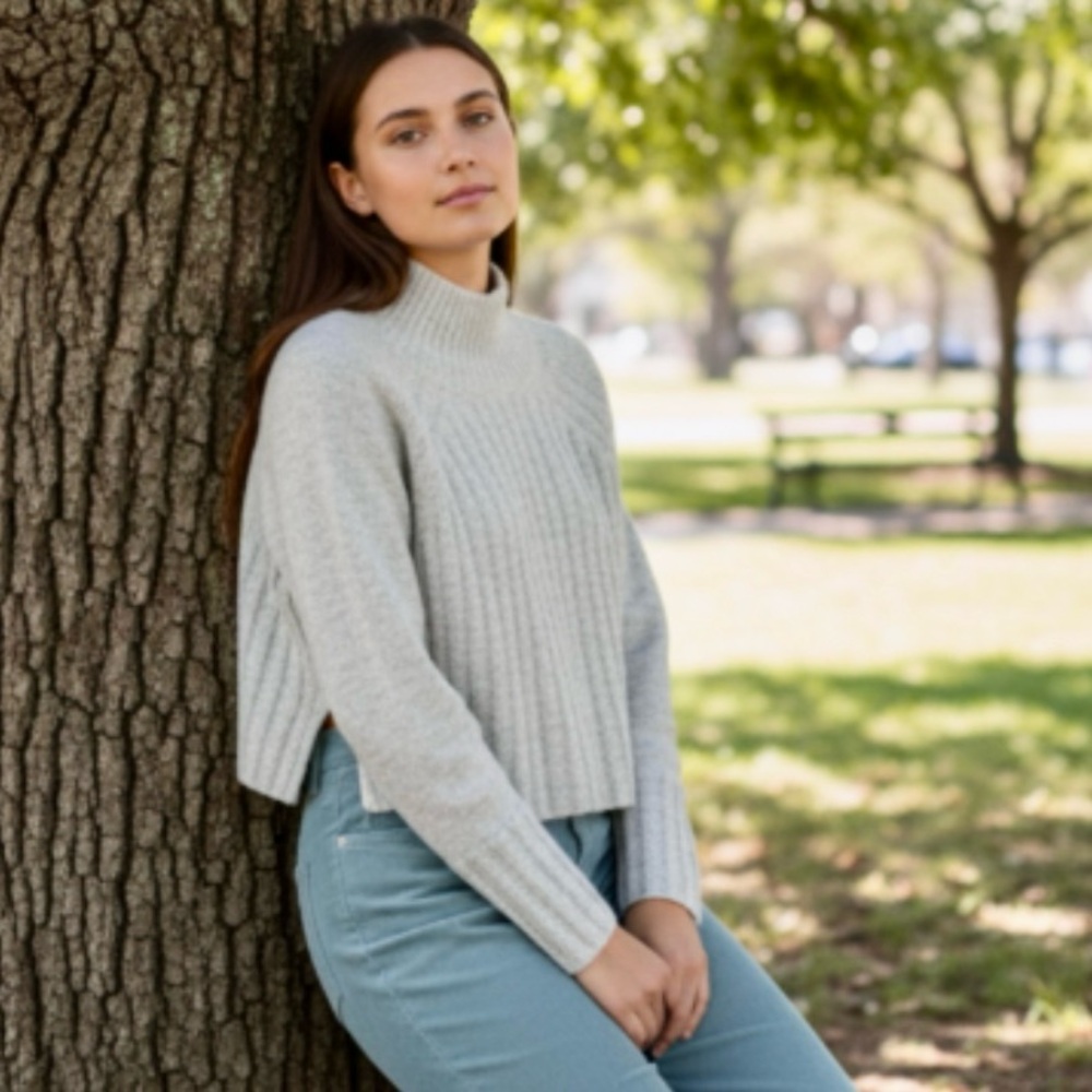 Topshop Crop Mock Turtleneck Sweater